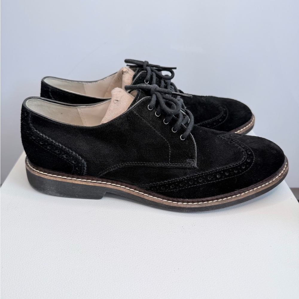 Men's Cole Haan Nike Air Franklin Black Suede Wingtip Oxfords Size 9M - Picture 4 of 9